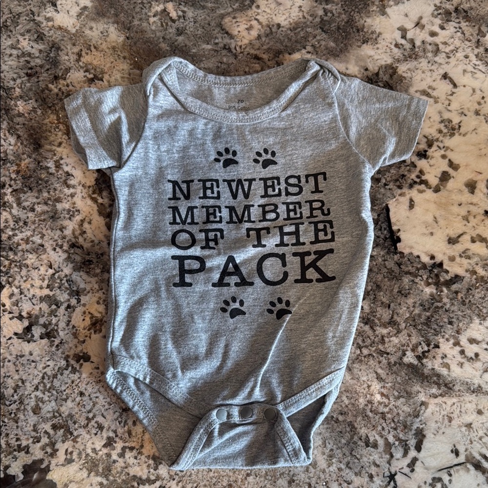 Gray Baby Onesie with Paw Print Design
